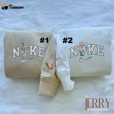 Elsa And Olaf Frozen Disney Nike Embroidered Sweatshirts| soulcals.com