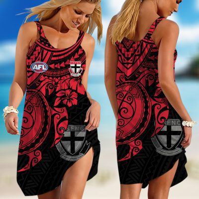 AFL St Kilda Football Club  Polynesian Sleeveless Summer Beach Sundress for Women