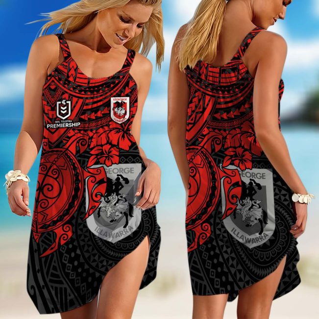 NRL Brisbane Broncos Polynesian Sleeveless Summer Beach Sundress for Women
