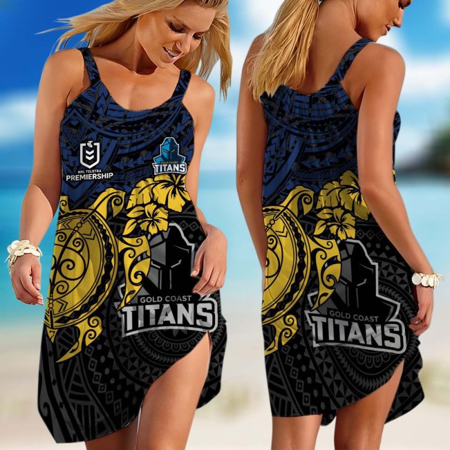 NRL Brisbane Broncos Polynesian Sleeveless Summer Beach Sundress for Women