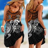 NRL Wests Tigers Polynesian Sleeveless Summer Beach Sundress for Women