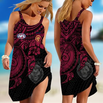 AFL Brisbane Lions  Polynesian Sleeveless Summer Beach Sundress for Women