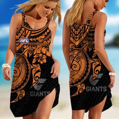 AFL Greater Western Sydney Giants  Polynesian Sleeveless Summer Beach Sundress for Women