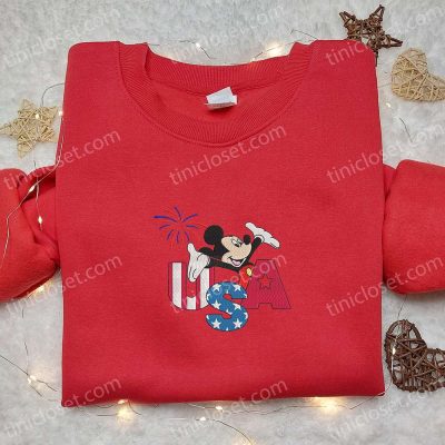 Firework USA Mickey Mouse Embroidered Shirt Best Disney Patriotic Shirts | soulcals.com