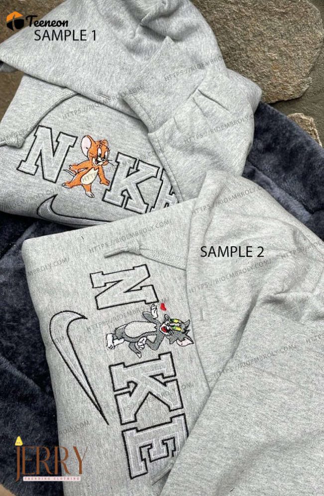 Funny Tom And Jerry Nike Embroidered Sweatshirt| soulcals.com