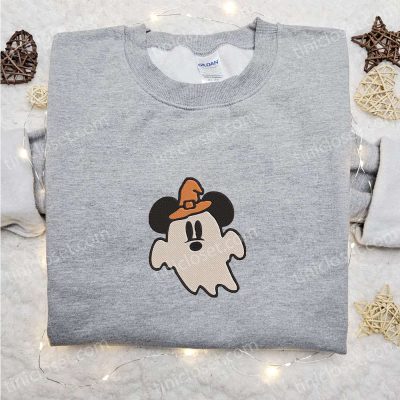 Spooky Ghost Mickey Mouse Embroidered Sweatshirt Best Disney Characters Hoodie for Halloween Gift Ideas | soulcals.com