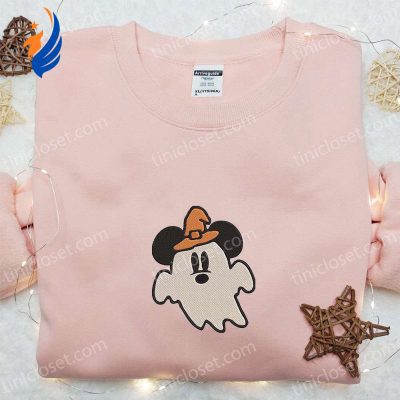 Spooky Ghost Mickey Mouse Embroidered Sweatshirt Best Disney Characters Hoodie for Halloween Gift Ideas | soulcals.com