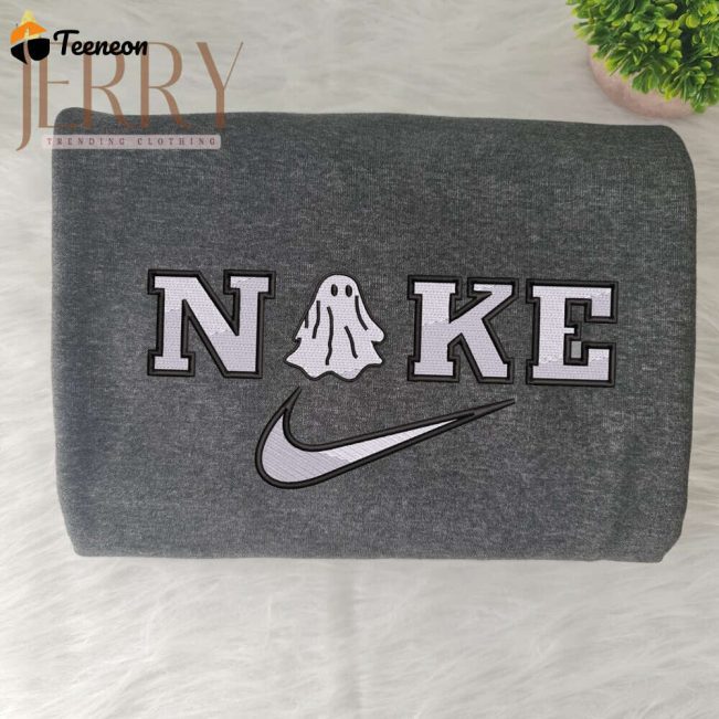 Ghost Spooky Nike Halloween Embroidered Sweatshirt| soulcals.com