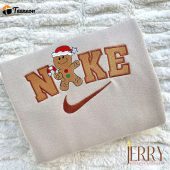Gingerbread Christmas Nike Embroidered Sweatshirt| soulcals.com