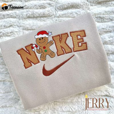 Gingerbread Christmas Nike Embroidered Sweatshirt| soulcals.com