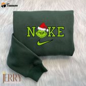 Grinch Face Christmas Nike Embroidered Sweatshirt| soulcals.com