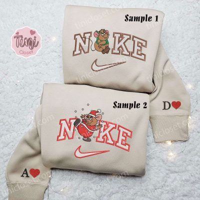 Gus Mouse Cinderella Xmas x Nike Embroidered Couple Shirt Christmas Shirt & Hoodie| soulcals.com