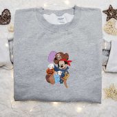 Halloween Pirate Mickey With Pumpkin Lantern Embroidered Shirt Disney Halloween Embroidered Shirt Adorable Halloween Embroidered Shirt 3.jpg - demo10
