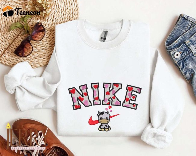 Heart Cow Nike Embroidered Sweatshirt| soulcals.com