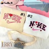 Hearts Couples Nike Embroidered Hoodies, Valentines Day Gifts For Couples| soulcals.com