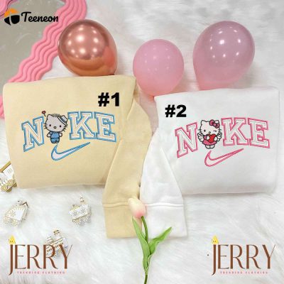 Hello Kitty & Dear Daniel Matching Nike Sweatshirts Embroidered Couple Hoodies| soulcals.com