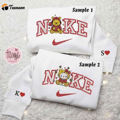 Hello Kitty & Pooh x Nike Embroidered Couple Shirt, Cartoon Shirt & Hoodie| soulcals.com