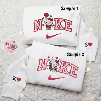 Hello Kitty Cupid Hearts x Nike Embroidered Couple Shirt Valentine s Nike Inspired Hoodie| soulcals.com