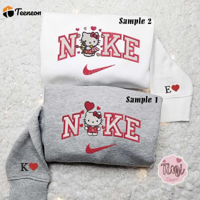 Hello Kitty Cupid Hearts x Nike Embroidered Couple Shirt Valentine s Nike Inspired Hoodie| soulcals.com