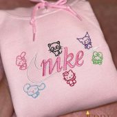 Hello Kitty & Kurumi Nike Embroidered Sweatshirt Cute & Stylish Design| soulcals.com