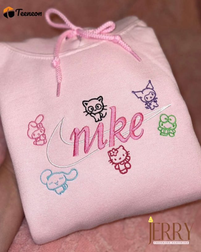 Hello Kitty & Kurumi Nike Embroidered Sweatshirt Cute & Stylish Design| soulcals.com