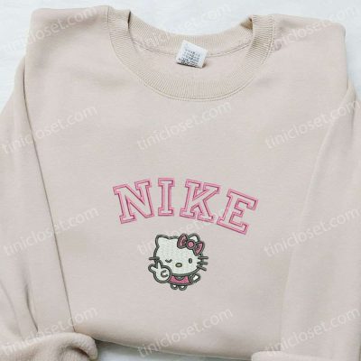 Hello Kitty Peace x Nike Embroidered Shirt Hoodie & Sweatshirt Cartoon & Nike Inspired Apparel for a Stylish Look| soulcals.com