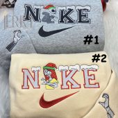 Jack And Sally Christmas Nike Embroidered Sweatshirt, Best Gift For Couple| soulcals.com