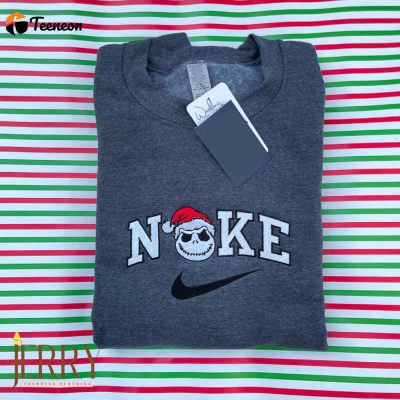 Jack Santa Hat Disney Christmas Nike Embroidered Sweatshirt| soulcals.com