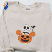 Jack Skellington Mickey Pumpkin Embroidered Sweatshirt Disney Movie Halloween Embroidered Sweatshirt Best Halloween Gift Ideas For Family.jpg - demo10