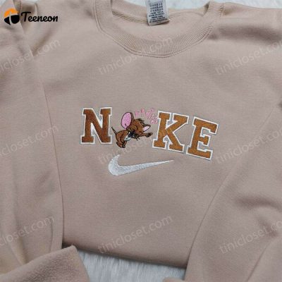Jerry Nike Embroidered Shirt Stylish and Trendy Nike Embroidered Shirt with Fun Cartoon D Gift for Men Women| soulcals.com