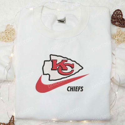 Kansas City Chiefs x Nike Swoosh Embroidered Shirt & Hoodie NFL Sports Gear Perfect Gift Idea| soulcals.com