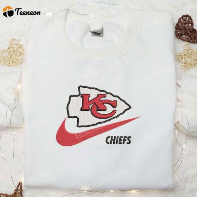 Kansas City Chiefs x Nike Swoosh Embroidered Shirt & Hoodie NFL Sports Gear Perfect Gift Idea| soulcals.com