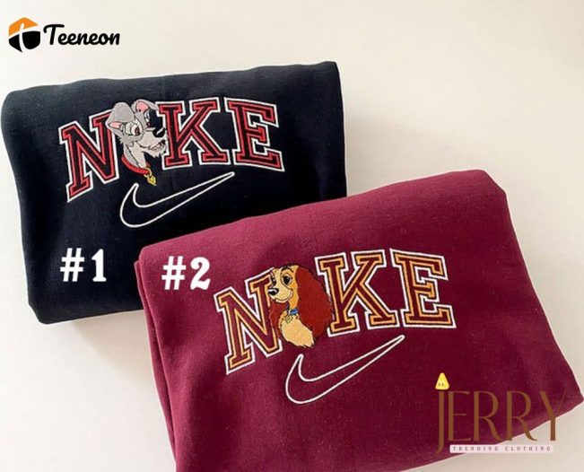 Lady And The Tramp Disney Nike Embroidered Sweatshirt| soulcals.com