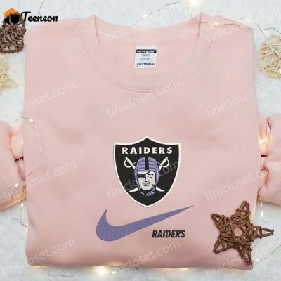 Las Vegas Raiders x Nike Swoosh Embroidered Shirt & Hoodie NFL Sports Gear for the Ultimate Fan, B Gift for Men Women Gift Idea| soulcals.com