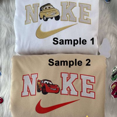 Lightning McQueen And Luigi Disney Nike Embroidered Sweatshirts| soulcals.com