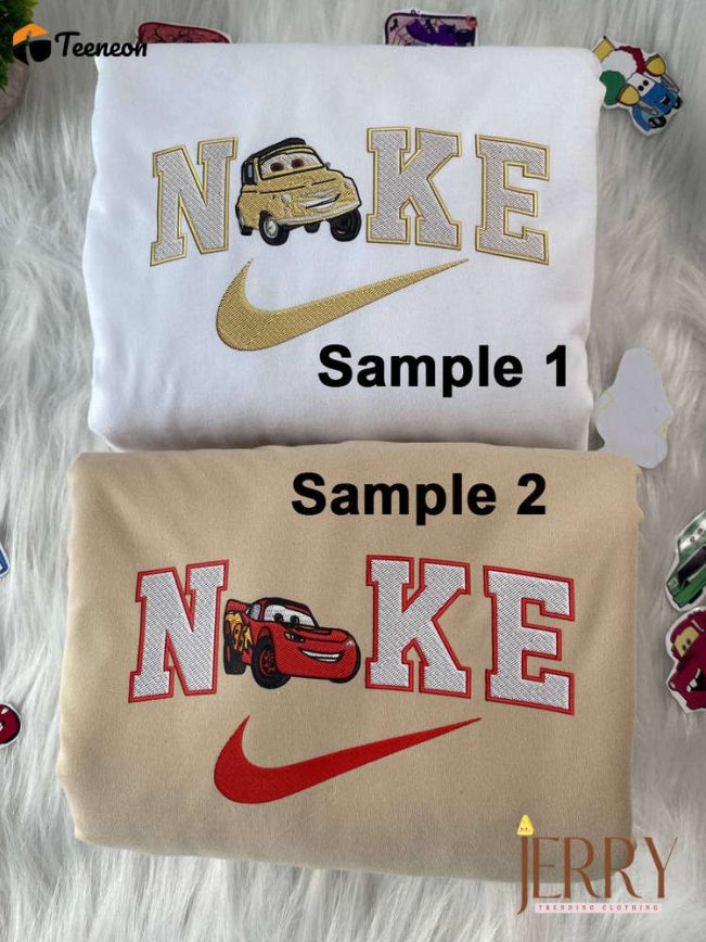 Lightning McQueen And Luigi Disney Nike Embroidered Sweatshirts| soulcals.com