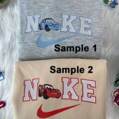 Lightning McQueen And Sally Disney Nike Embroidered Sweatshirts| soulcals.com
