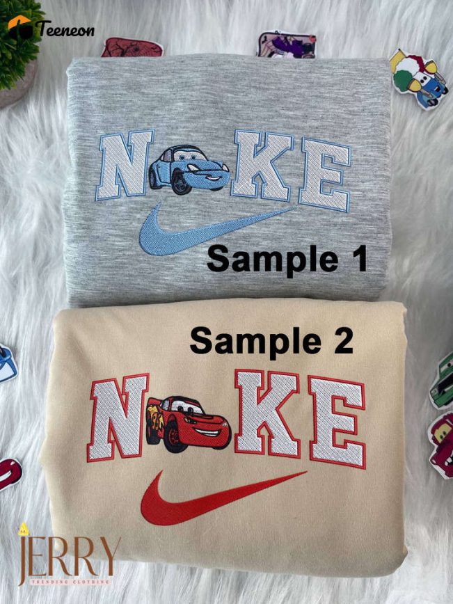 Lightning McQueen And Sally Disney Nike Embroidered Sweatshirts| soulcals.com