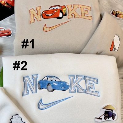 Disney Pixar Cars Nike Embroidered Sweatshirt, Lightning McQueen & Sally Perfect Valentine s Day Gift for Couples| soulcals.com