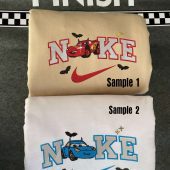 Lightning McQueen And Sally Halloween Nike Embroidered Sweatshirts| soulcals.com