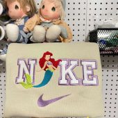 Little Mermaid Disney Nike Embroidered Sweatshirt| soulcals.com