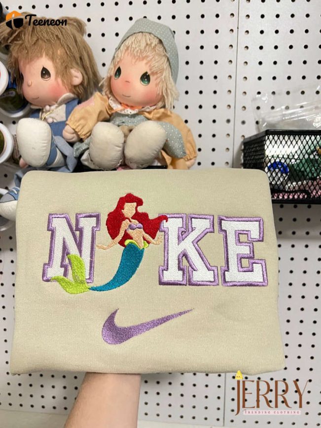 Little Mermaid Disney Nike Embroidered Sweatshirt| soulcals.com