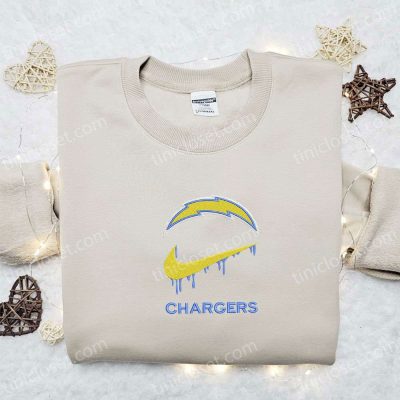 Los Angeles Chargers Nike Swoosh Drip Shirt & NFL Embroidered Hoodie Perfect Gift Idea for Sports Fans| soulcals.com