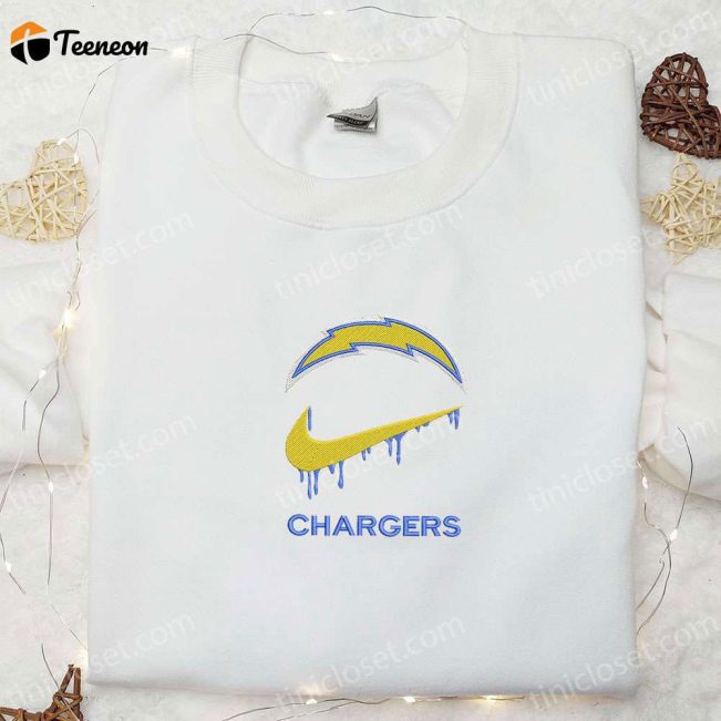 Los Angeles Chargers Nike Swoosh Drip Shirt & NFL Embroidered Hoodie Perfect Gift Idea for Sports Fans| soulcals.com