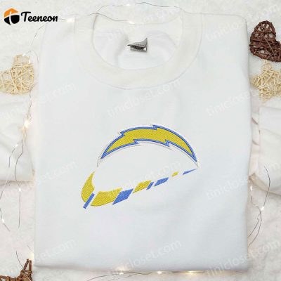 Los Angeles Chargers x Nike Swoosh Embroidered Shirt & Hoodie B Gift for Men Women NFL Sports Gift Idea| soulcals.com