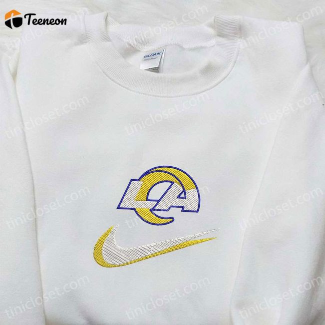 Los Angeles Rams x Nike Swoosh Embroidered Shirt NFL Sports Shirt & Hoodie ,Nike Inspired| soulcals.com