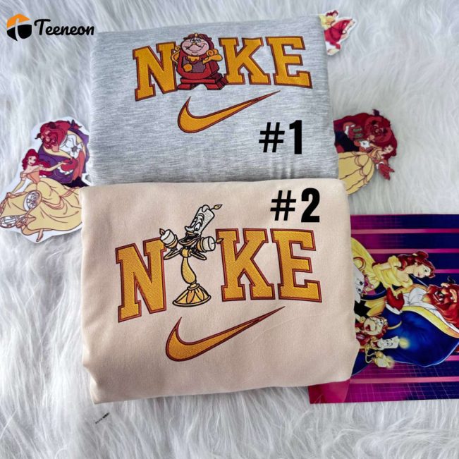 Lumiere And Cogsworth Beauty and the Beast Disney Nike Embroidered Sweatshirts| soulcals.com