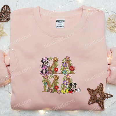 Mama Mickey & Minnie Flowers Shirt Disney Characters Hoodie Best Mother?s Day Gift | soulcals.com