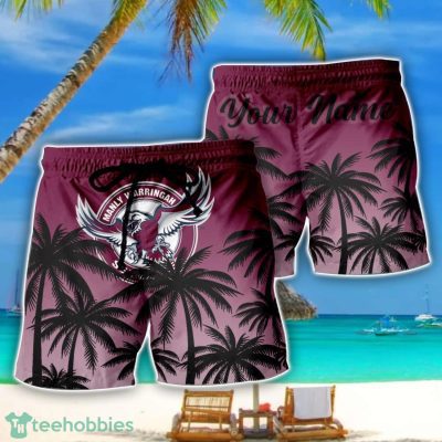 Manly Sea Eagles NRL Coconut Pattern Tropical Beach Shorts For Mens Personalized Name