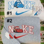 McQueen and Sally Cars Disney Nike Embroidered Sweatshirts, Christmas Gift for Couple| soulcals.com